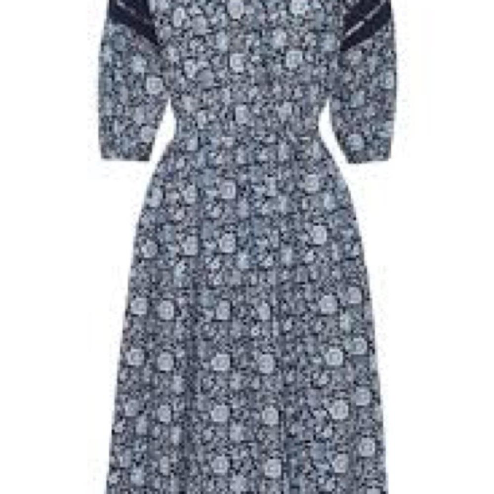 NWT St. Roche Hyperion Midi Cotton Dress Blue Floral Spring Beachy Boho Easter